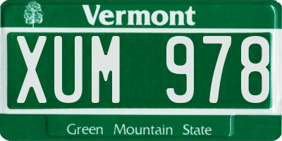 VT license plate XUM978