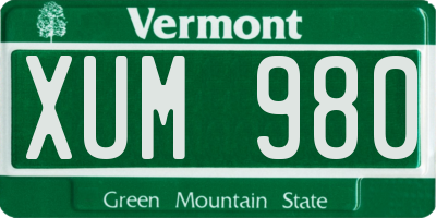VT license plate XUM980