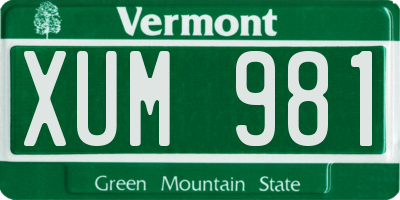 VT license plate XUM981