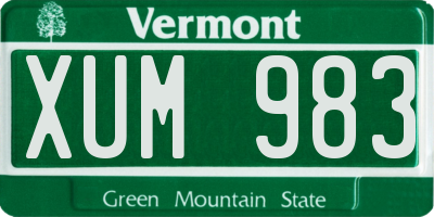 VT license plate XUM983