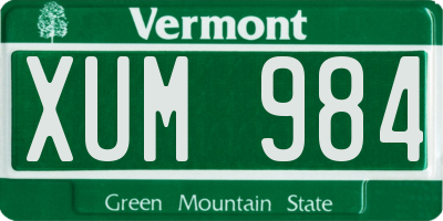 VT license plate XUM984
