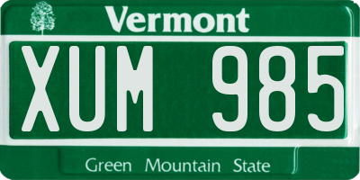 VT license plate XUM985