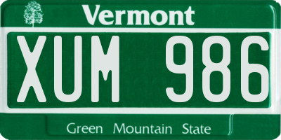 VT license plate XUM986