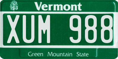 VT license plate XUM988