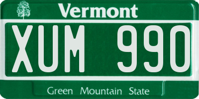 VT license plate XUM990