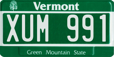 VT license plate XUM991