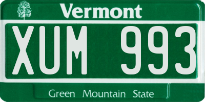 VT license plate XUM993