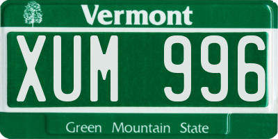 VT license plate XUM996