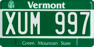 VT license plate XUM997