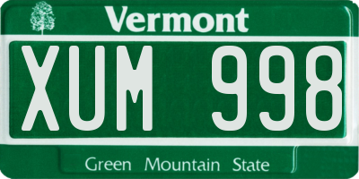 VT license plate XUM998