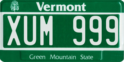 VT license plate XUM999