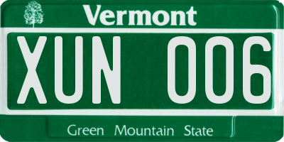 VT license plate XUN006
