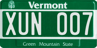 VT license plate XUN007