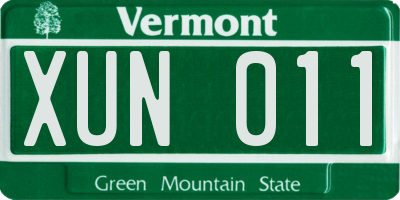 VT license plate XUN011