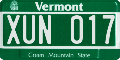 VT license plate XUN017