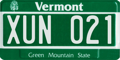 VT license plate XUN021
