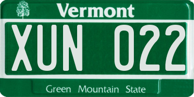 VT license plate XUN022