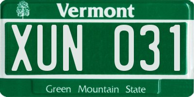 VT license plate XUN031