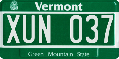 VT license plate XUN037