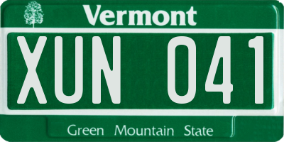 VT license plate XUN041