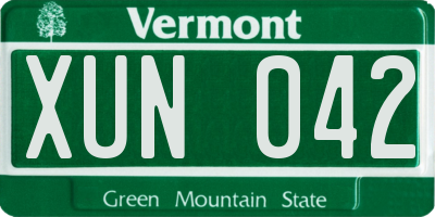 VT license plate XUN042