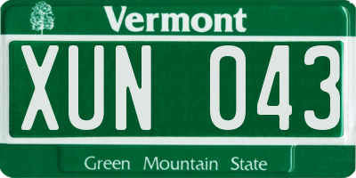 VT license plate XUN043