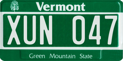 VT license plate XUN047