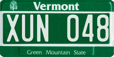VT license plate XUN048