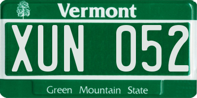VT license plate XUN052