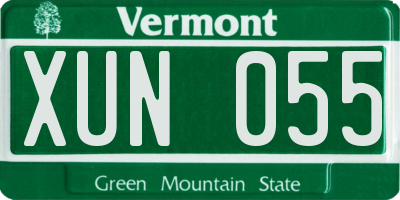 VT license plate XUN055