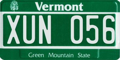 VT license plate XUN056