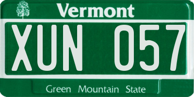 VT license plate XUN057