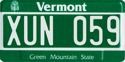 VT license plate XUN059
