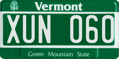 VT license plate XUN060
