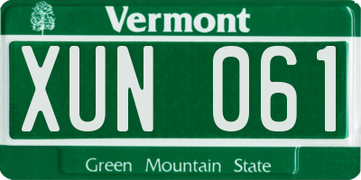 VT license plate XUN061