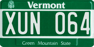 VT license plate XUN064