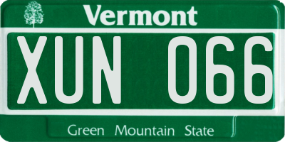 VT license plate XUN066