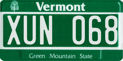 VT license plate XUN068