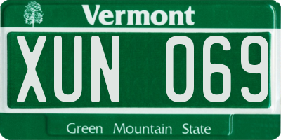 VT license plate XUN069