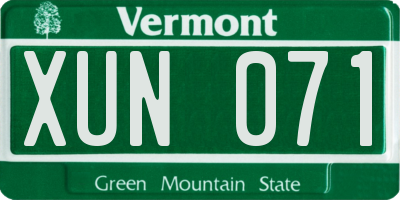 VT license plate XUN071