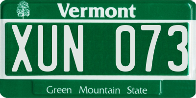 VT license plate XUN073