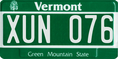 VT license plate XUN076