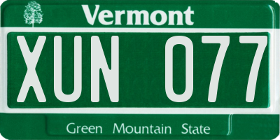 VT license plate XUN077