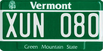 VT license plate XUN080