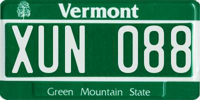 VT license plate XUN088