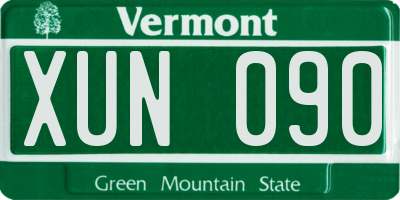 VT license plate XUN090