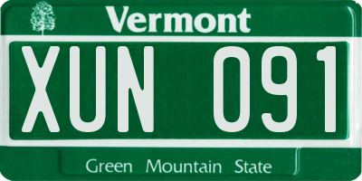 VT license plate XUN091
