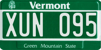 VT license plate XUN095