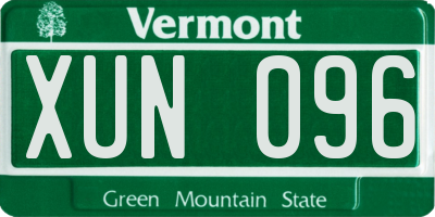 VT license plate XUN096