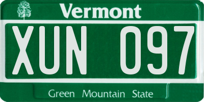 VT license plate XUN097